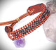 Pulsera brazalete en piel, zirconios.