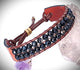 Pulsera brazalete piel piedra natural.
