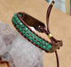 Brazalete en piel, piedras naturales jade.